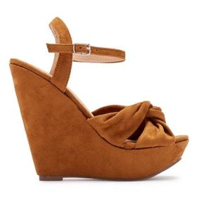 Chase + Chloe Tan Suede Platform Wedge Sandals